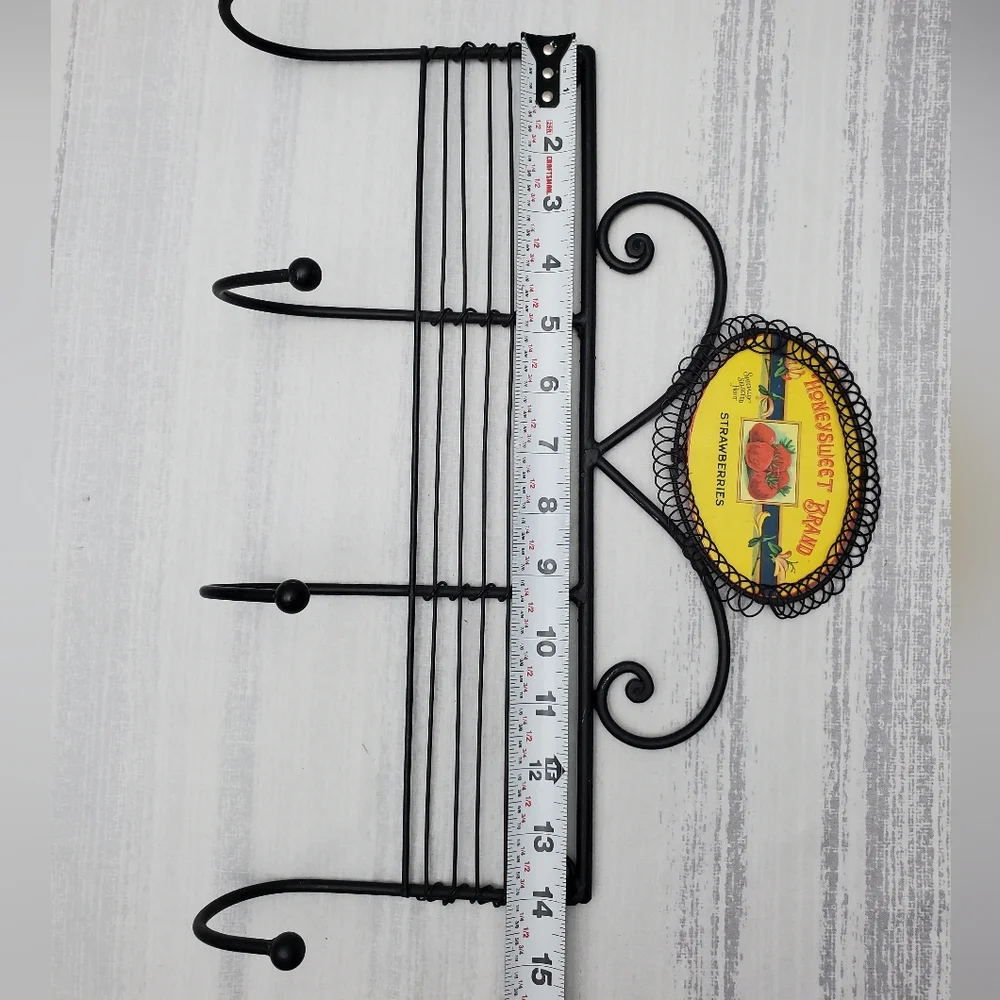 Kitchen Towel Hook Metal- Honeysweet Brand Strawberry Apricots Reversible Sign